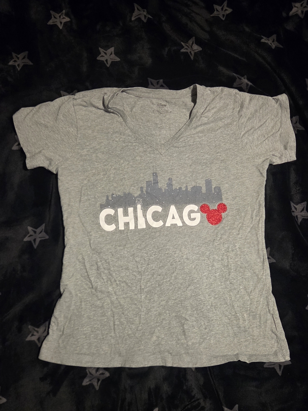Disney Store Chicago Skyline Mickey Mouse V-Neck Tee